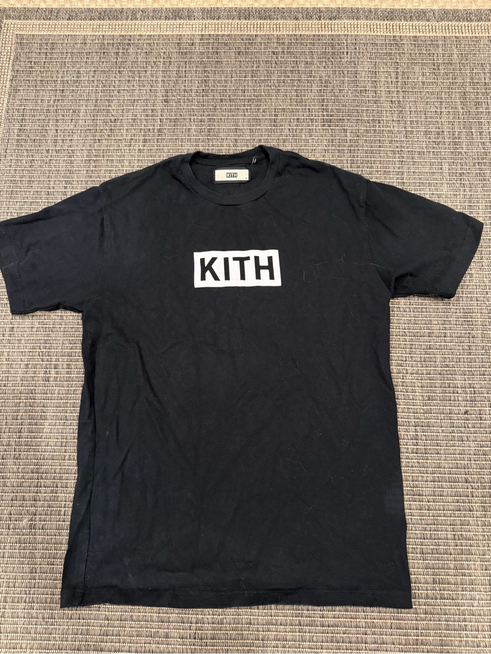 Kith Black Tee with White Box Logo Patch